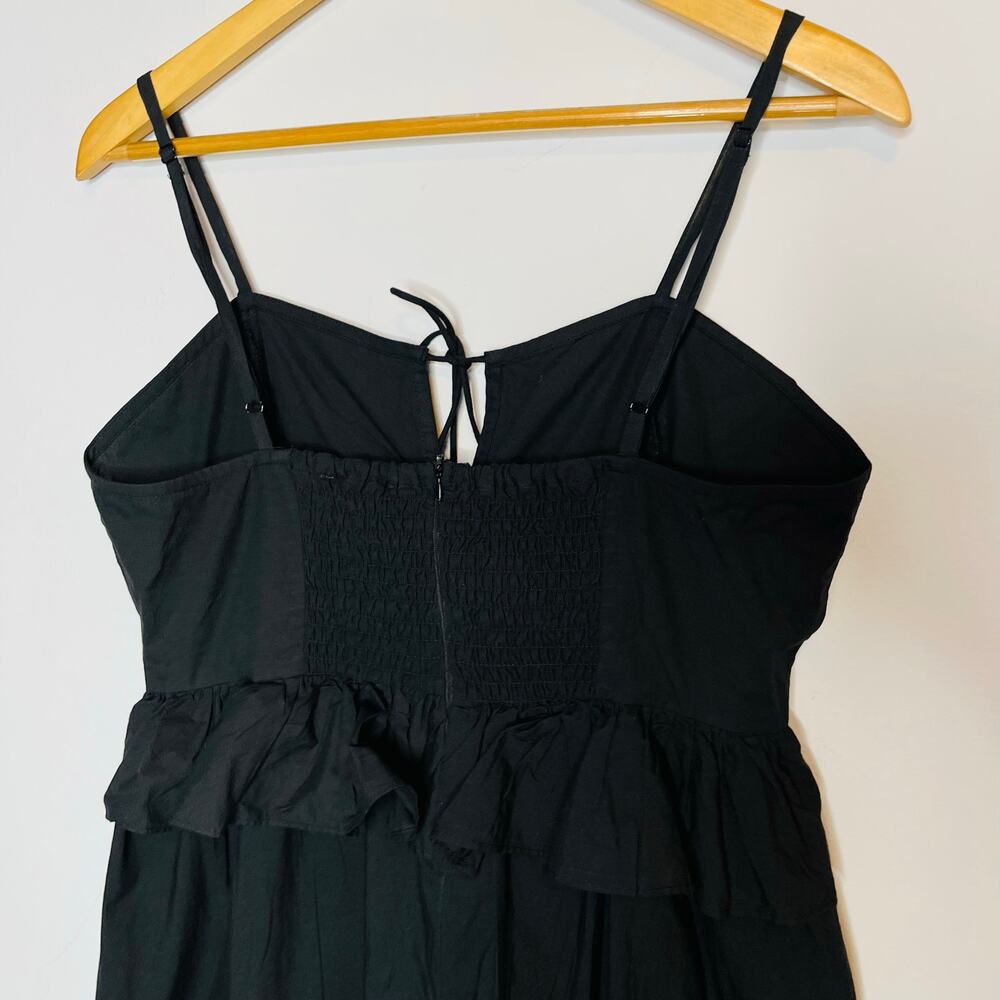 Caroline Constas New Embroidered Peplum Waist Spaghetti Strap Black Dress Sz M - Picture 11 of 11